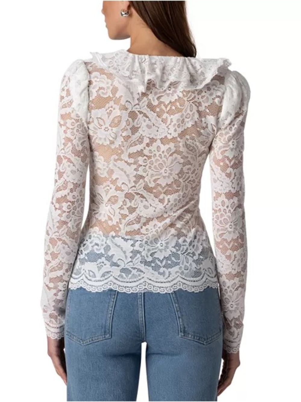 Generation Love Corsa Lace Ruffle-Front Blouse Size S NWT - Picture 4 of 9